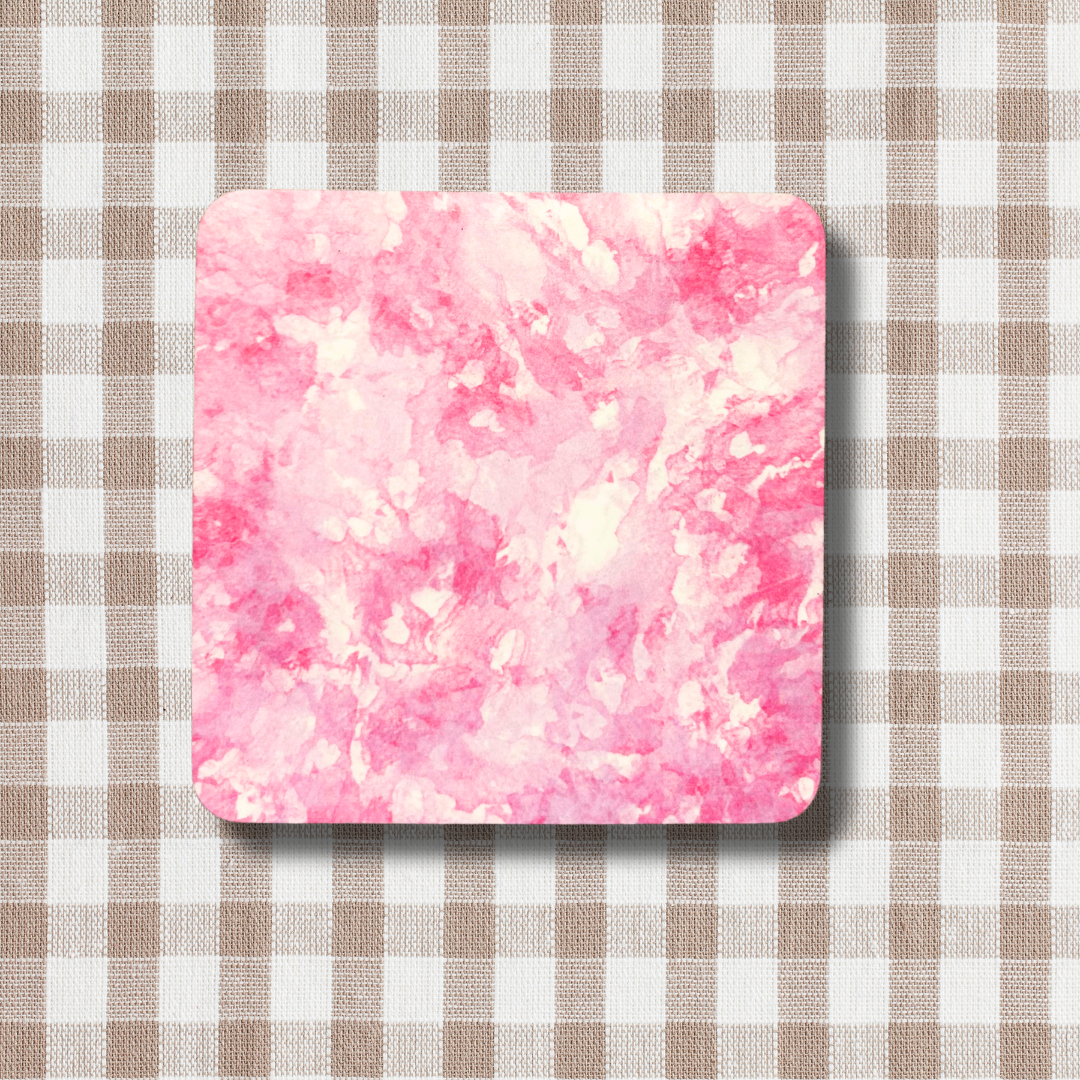 Pink watercolour coaster