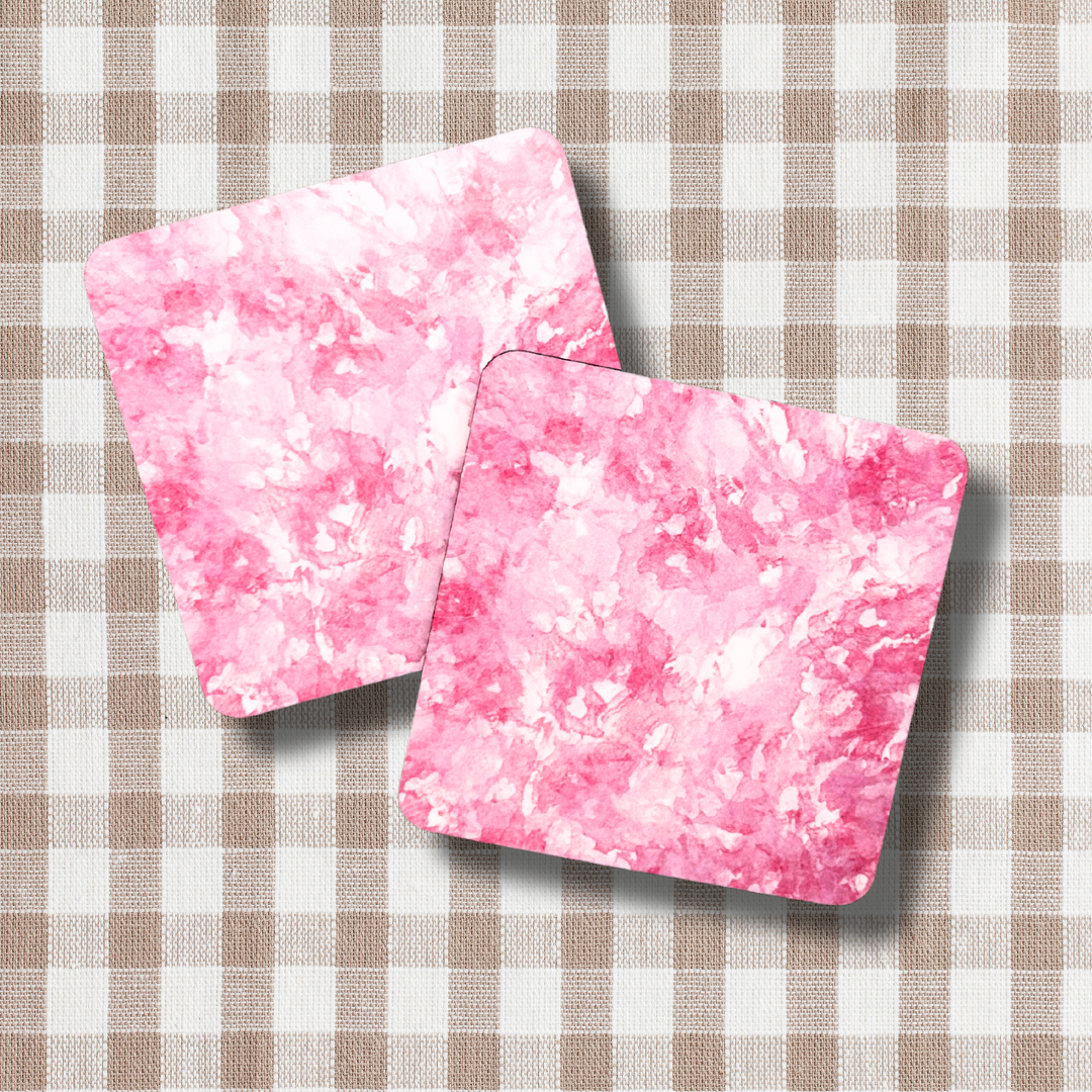 Pink watercolour coaster