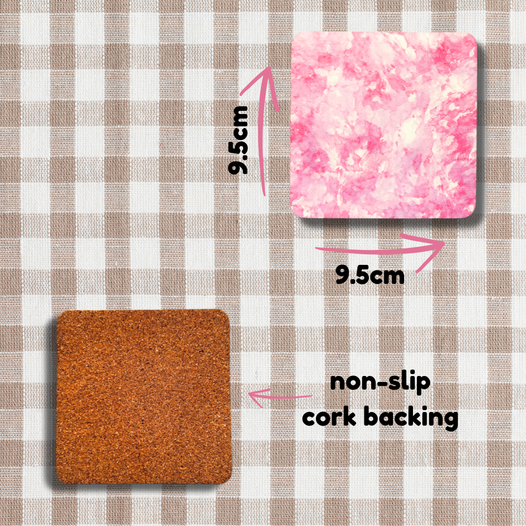 Pink watercolour coaster
