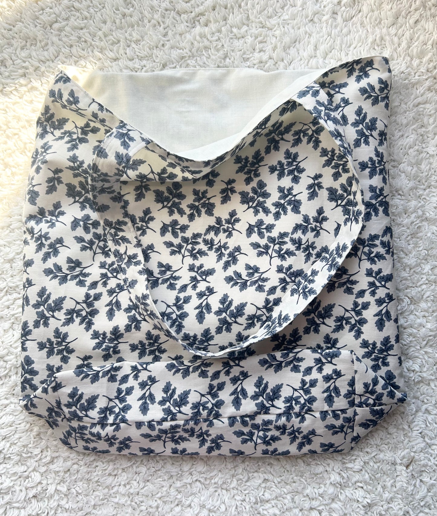 Classic Floral Tote Bag In Blue