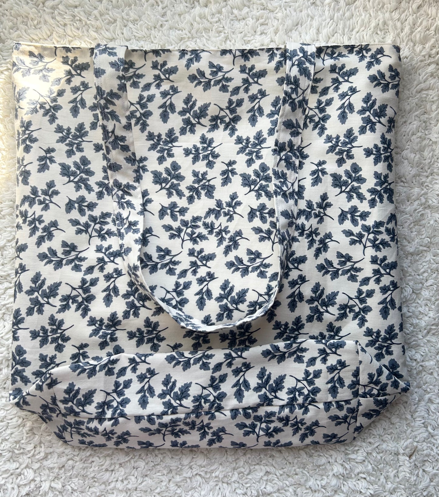 Classic Floral Tote Bag In Blue