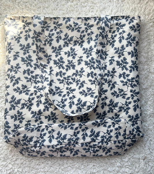 Classic Floral Tote Bag In Blue
